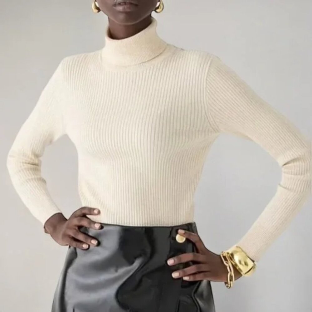 J.Crew Tencel ivory turtleneck S NWT